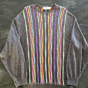 Vintage 90s St Croix Knits Coogi Style Multicolor 3D Sweater Size XXL